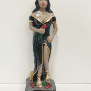 IMAGEM EM GESSO POMBO GIRA ROSA ROUPA PRETA 23CM