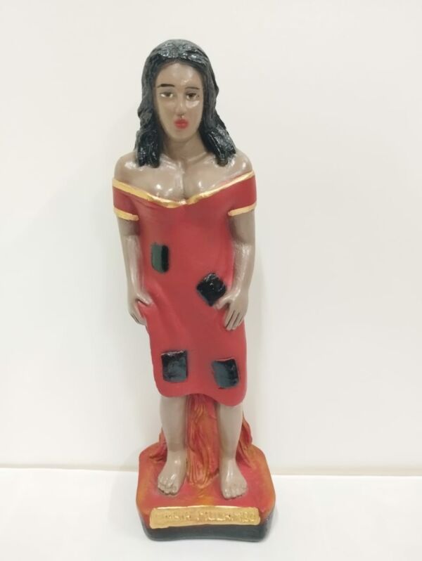 IMAGEM EM GESSO POMBO GIRA MARIA MULAMBO DA LIXEIRA ROUPA VERMELHA  22CM