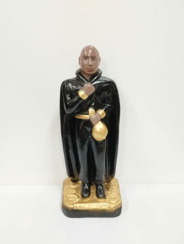 IMAGEM EM GESSO EXU DO OURO ROUPA PRETA 21CM