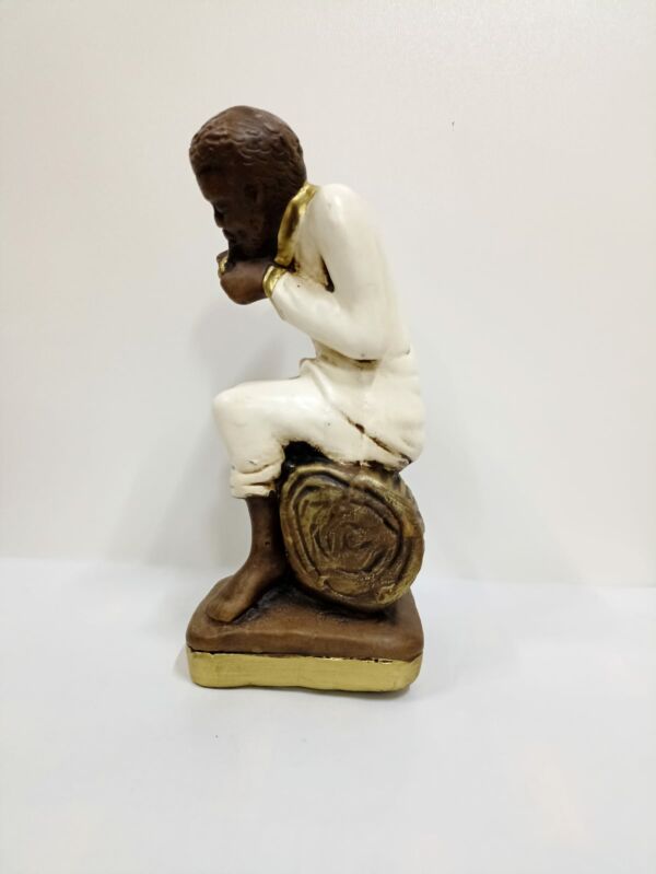 IMAGEM EM GESSO PRETO VELHO SENTADO 21CM MODELO 001 - Imagem 2