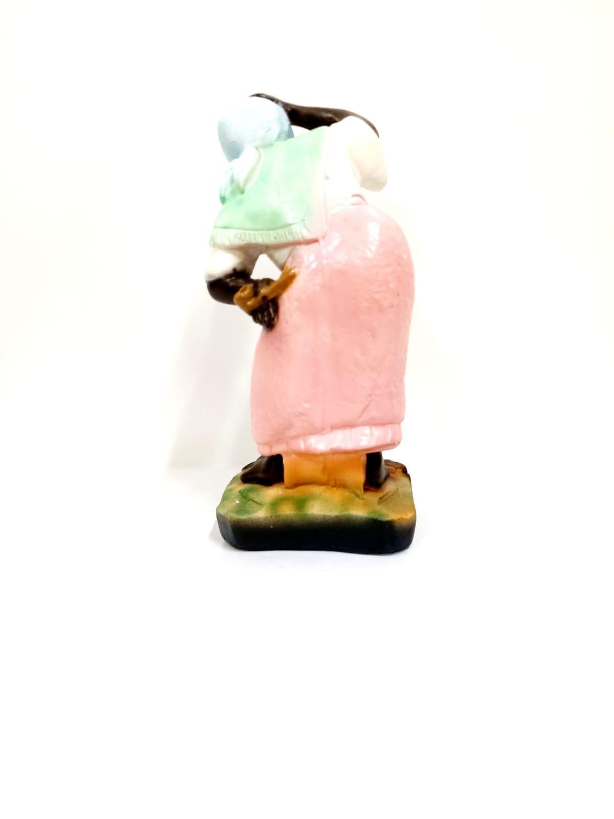 IMAGEM EM GESSO PRETA VELHA VÓ MARIA CONGA SAIA ROSA 18CM - Imagem 3