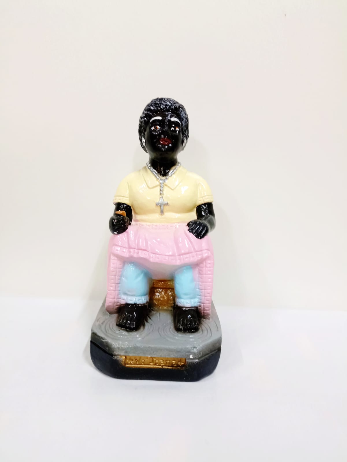 IMAGEM EM GESSO PRETA VELHA VÓ JOANA 17 CM - PAULISTA