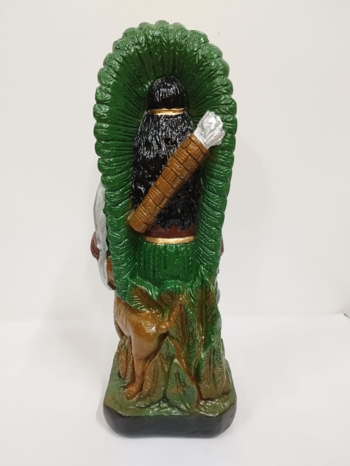 IMAGEM EM GESSO CABOCLA CAÇADORA VERDE 21CM - Imagem 3