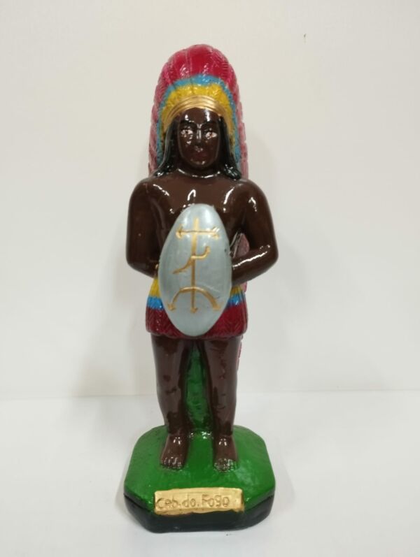 IMAGEM EM GESSO CABOCLO DO FOGO 22CM MODELO 002 - PAULISTA