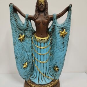 IMAGEM EM GESSO ORIXÁ  IEMANJÁ COM REDE MODELO 002 33CM