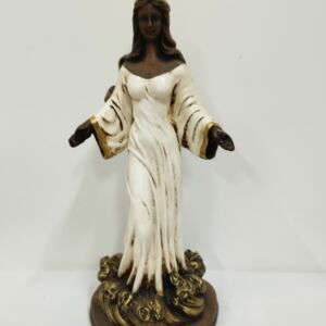 IMAGEM EM GESSO ORIXÁ IEMANJÁ ENVELHECIDA COM BRANCO 30 CM
