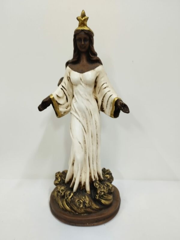 IMAGEM EM GESSO ORIXÁ IEMANJÁ ENVELHECIDA COM BRANCO 30 CM