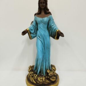 IMAGEM EM GESSO ORIXÁ IEMANJÁ ENVELHECIDA COM AZUL MODELO 006 30 CM