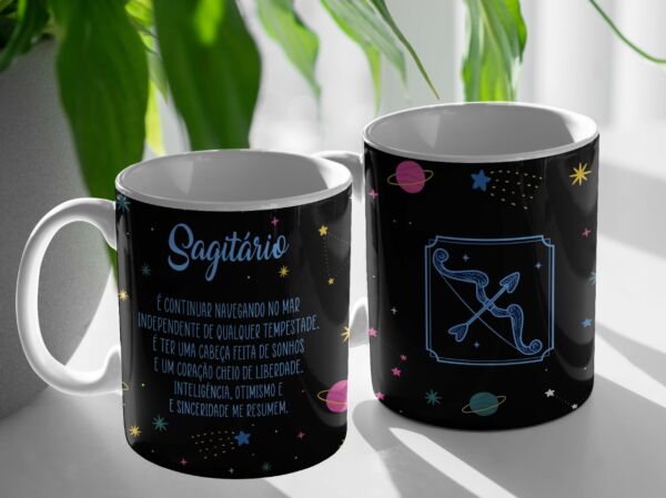 XICARA DE PORCELANA 325ML SIGNO SAGITARIO REF0010 - CASA FÉ