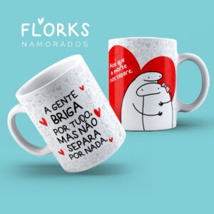 XÍCARA DE PORCELANA 325 ML DIA DOS NAMORADOS FLORK REF0067 - CASA FÉ