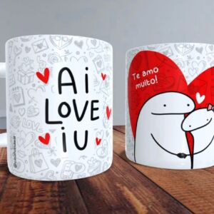 XÍCARA DE PORCELANA 325 ML DIA DOS NAMORADOS FLORK REF0069 - CASA FÉ