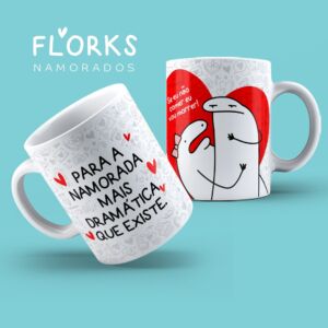 XÍCARA DE PORCELANA 325 ML DIA DOS NAMORADOS FLORK REF0077 - CASA FÉ