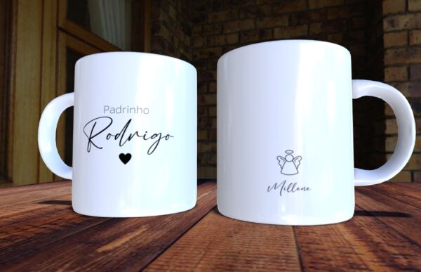 XICARA DE PORCELANA 325ML PADRINHO REF0099 - CASA FÉ