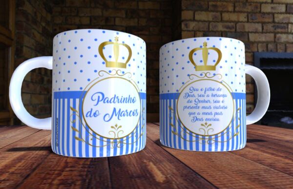 XICARA DE PORCELANA 325ML PADRINHO REF0102 - CASA FÉ