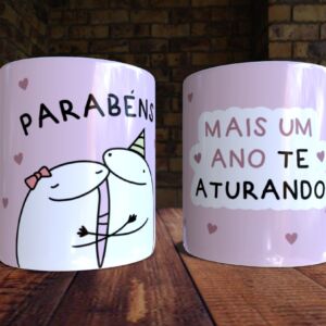 XICARA DE PORCELANA 325ML ANIVERSÁRIO REF0103 - CASA FÉ