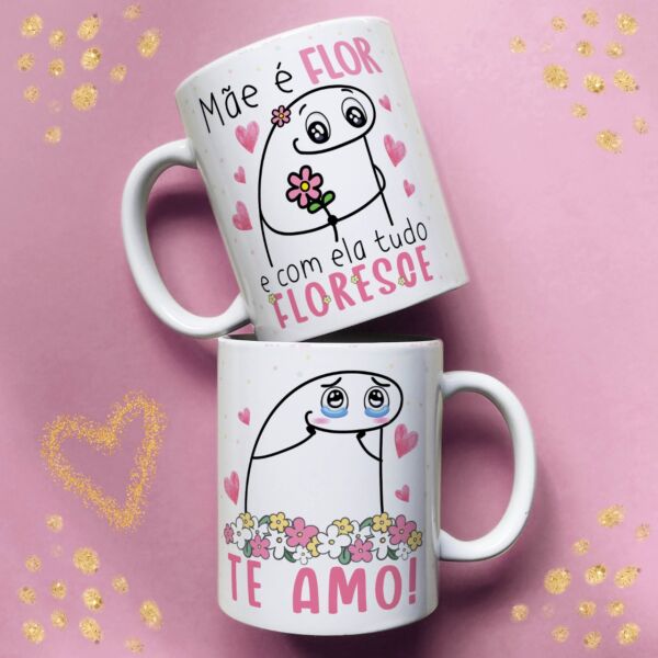 XICARA DE PORCELANA 325ML FLORK DIA DAS MÃES REF0137 - CASA FÉ
