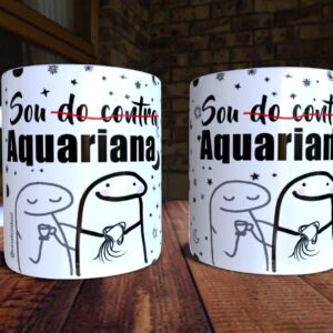 XICARA DE PORCELANA 325ML FLORK SIGNO AQUARIO REF0143 - CASA FÉ