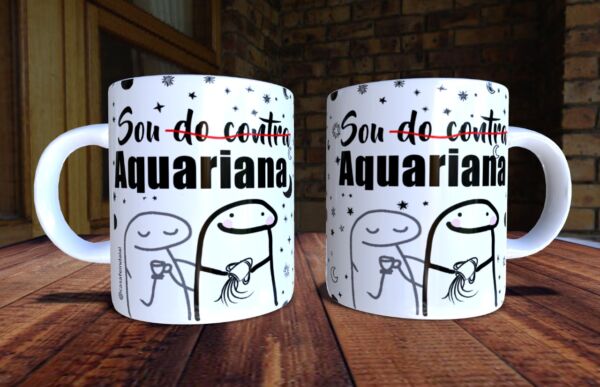 XICARA DE PORCELANA 325ML FLORK SIGNO AQUARIO REF0143 - CASA FÉ