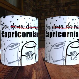 XICARA DE PORCELANA 325ML FLORK SIGNO CAPRICORNIO REF0146 - CASA FÉ