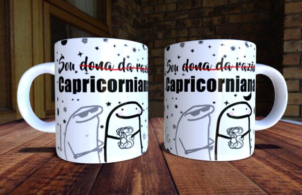XICARA DE PORCELANA 325ML FLORK SIGNO CAPRICORNIO REF0146 - CASA FÉ