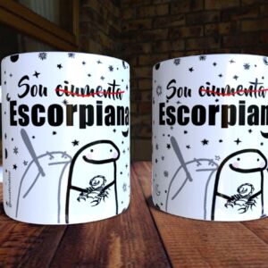 XICARA DE PORCELANA 325ML FLORK SIGNO ESCORPIÃO REF0147 - CASA FÉ