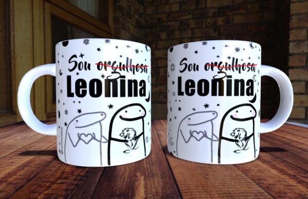 XICARA DE PORCELANA 325ML FLORK SIGNO LEÃO REF0149 - CASA FÉ