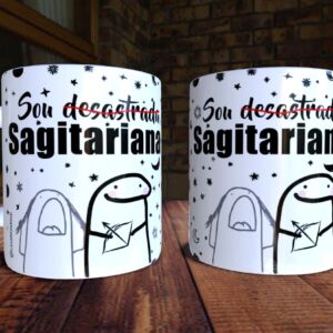 XÍCARA DE PORCELANA 325ML FLORK SIGNO SAGITÁRIO REF0152 - CASA FÉ