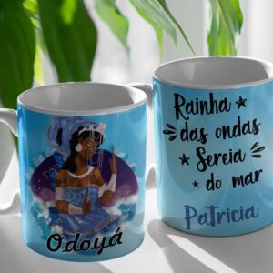 XÍCARA DE PORCELANA 325 ML ORIXÁ IEMANJÁ REF0156 - CASA FÉ