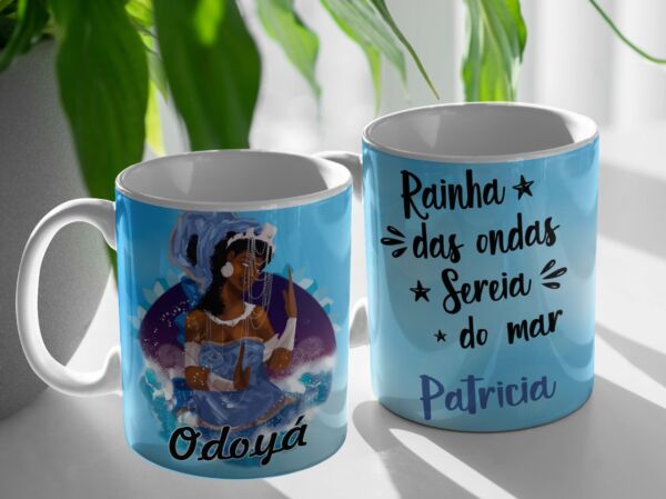 XÍCARA DE PORCELANA 325 ML ORIXÁ IEMANJÁ REF0156 - CASA FÉ