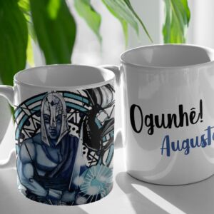 XÍCARA DE PORCELANA 325ML ORIXÁ OGUM REF0158 - CASA FÉ