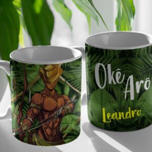 XICARA DE PORCELANA 325ML ORIXÁ OXOSSI REF0160 - CASA FÉ