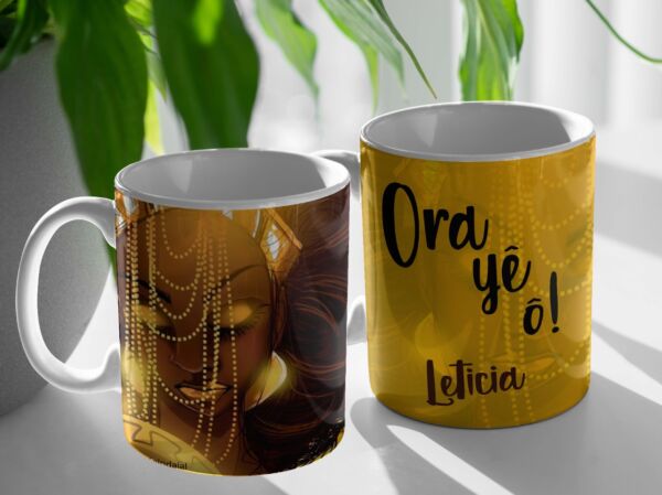 XICARA DE PORCELANA 325ML ORIXÁ OXUM REF0161 - CASA FÉ