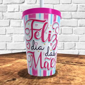 COPO COM CANUDO HOLOGRÁFICO 550ML DIA DAS MÃES REF0224 - CASA FÉ