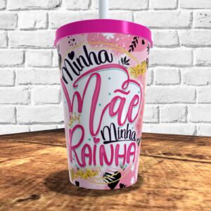 COPO COM CANUDO HOLOGRÁFICO 550ML DIA DAS MÃES REF0226 - CASA FÉ