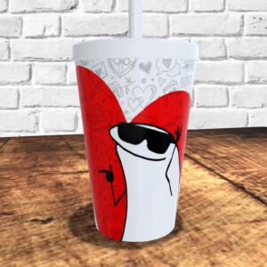 COPO COM CANUDO HOLOGRÁFICO 550ML DIA DOS NAMORADOS REF0227 - CASA FÉ
