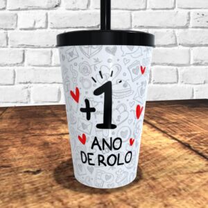 COPO COM CANUDO HOLOGRÁFICO 550ML DIA DOS NAMORADOS REF0228 - CASA FÉ