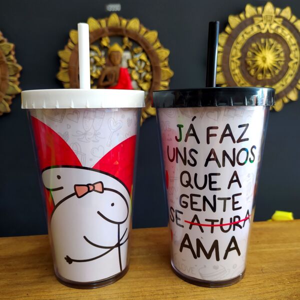 COPO COM CANUDO HOLOGRÁFICO 550ML DIA DOS NAMORADOS REF0231 - CASA FÉ - Image 2