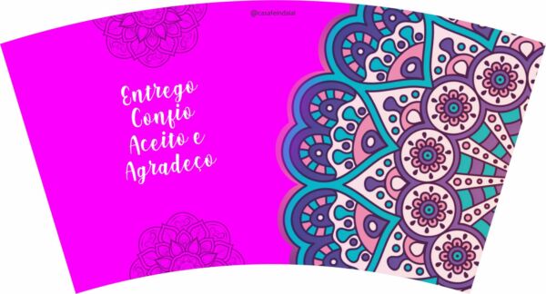 COPO COM CANUDO HOLOGRÁFICO 550ML LINHA MANDALAS REF0239 - CASA FÉ - Image 3
