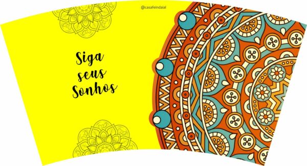COPO COM CANUDO HOLOGRÁFICO 550ML LINHA MANDALAS REF0240 - CASA FÉ - Image 3
