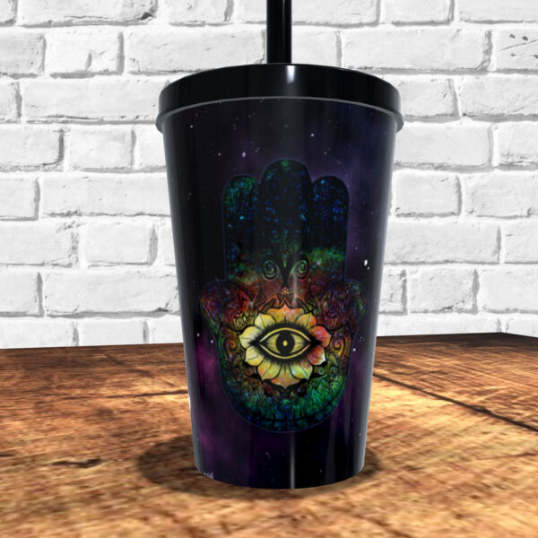 COPO COM CANUDO HOLOGRÁFICO 550ML REF0260 - CASA FÉ - Imagem 2