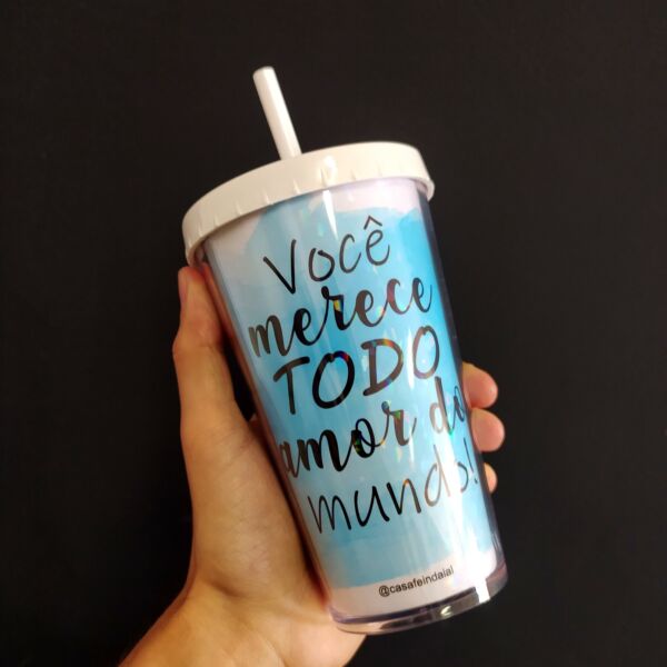 COPO COM CANUDO HOLOGRÁFICO 550ML REF0262 - CASA FÉ - Imagem 2