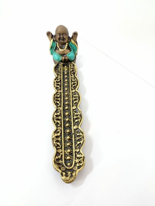 PORTA INCENSO DE RÉGUA BUDA BRAÇOS ABERTOS TURQUESA 19CM - Image 4