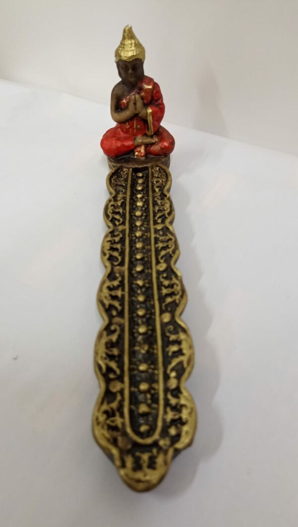PORTA INCENSO DE RÉGUA BUDA MAGRO VERMELHO 19CM - Image 4