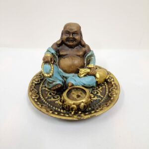 PORTA INCENSO REDONDO BUDA DA FORTUNA AZUL 6CM