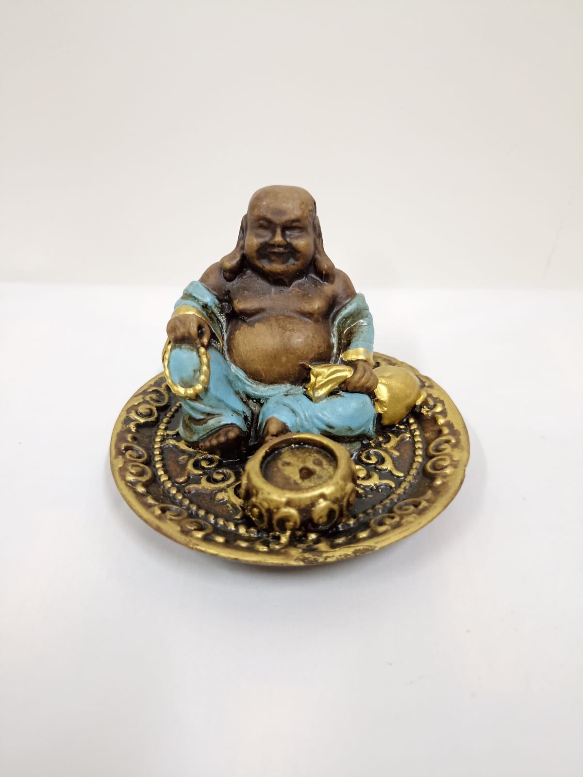 PORTA INCENSO REDONDO BUDA DA FORTUNA AZUL 6CM