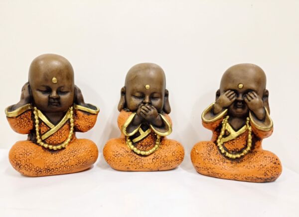 TRIO DE BUDA SEM PÉ LARANJADO 15CM - Imagem 2