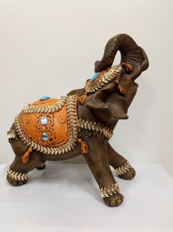 ELEFANTE G LARANJADO COM PEDRAS 29CM - Imagem 2