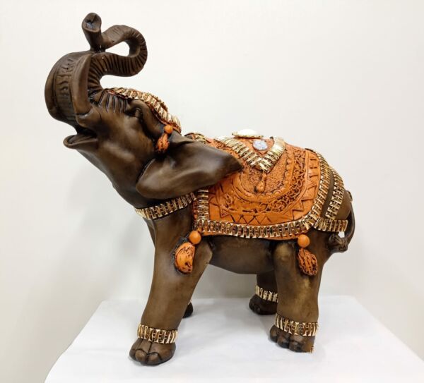 ELEFANTE GG LARANJADO COM PEDRAS 40CM - Imagem 2