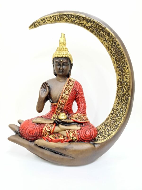 PORTA INCENSO BUDA NA LUA VERMELHO 27CM - Imagem 2