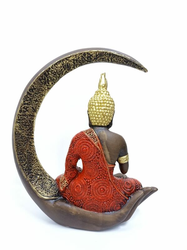 PORTA INCENSO BUDA NA LUA VERMELHO 27CM - Imagem 4